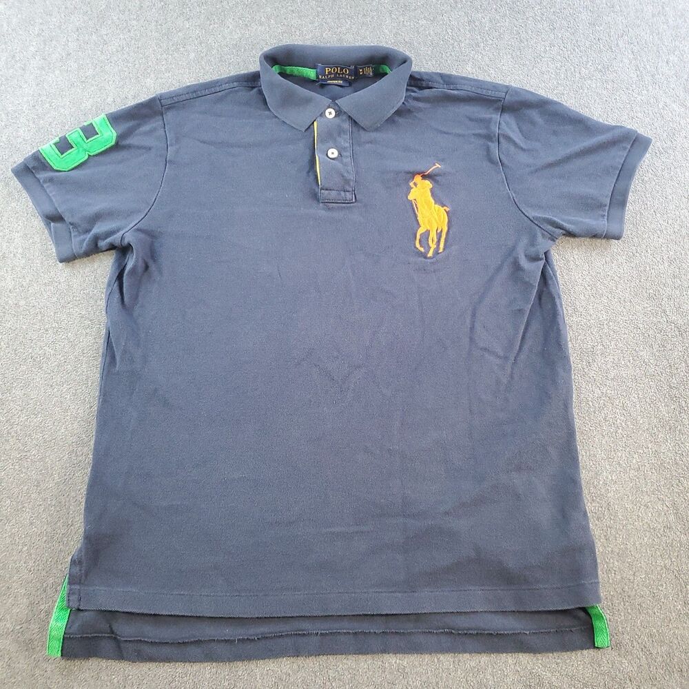 Polo Ralph Lauren Polo Shirt Big Pony Navy Youth Size Medium Custom Fit